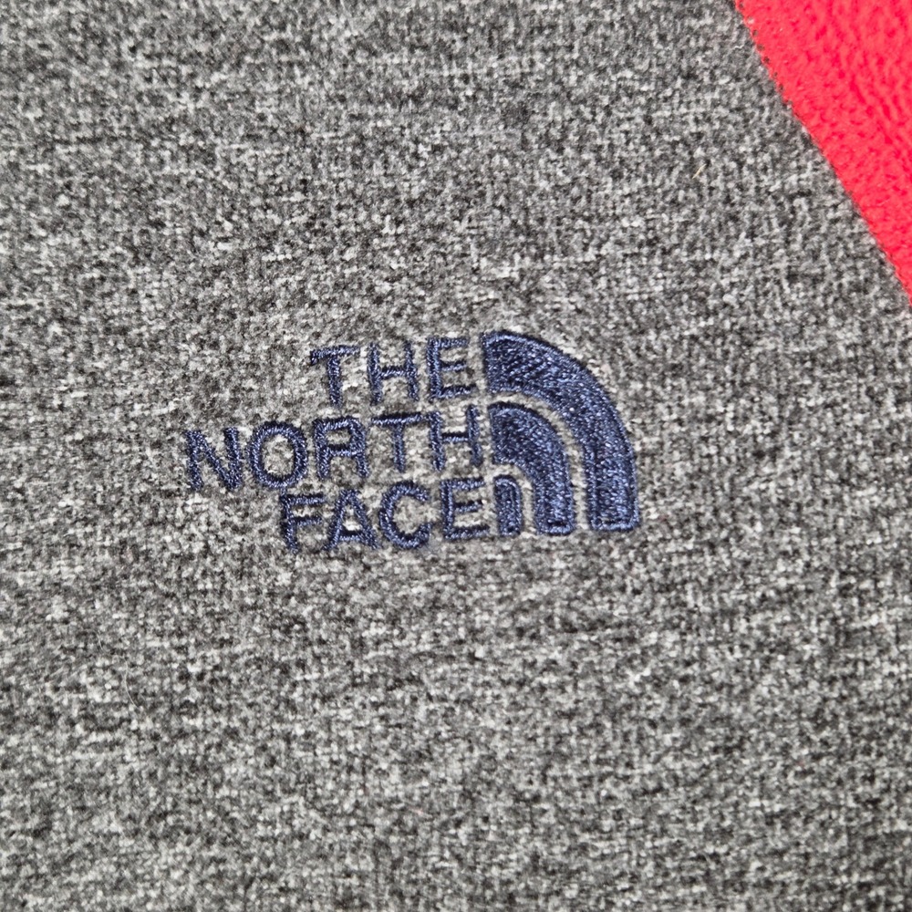 The North Face Boys XS 6 Fleece Hoodie Full Zip Colorblock Grey Red Logo Outdoor - Picture 3 of 8